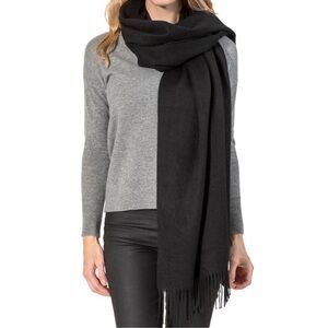 AMICALE CASHMERE Black Woven Wrap Scarf NEW 100% Cashmere NEW With Tag